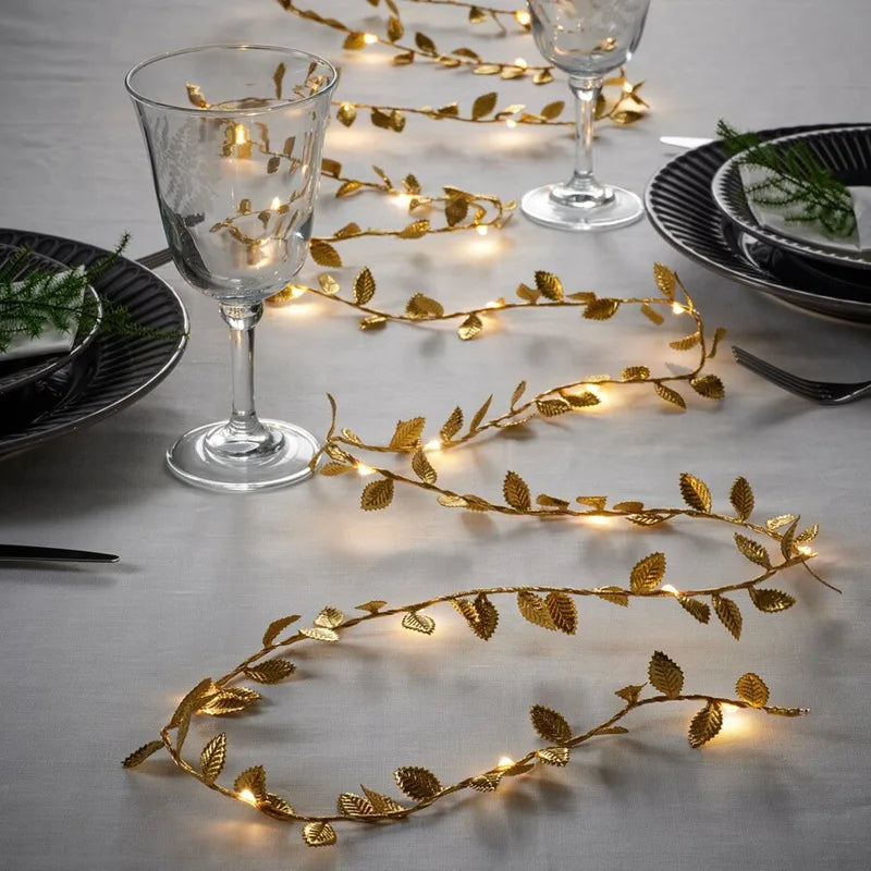 2m Golden Leaves String Fairy Lights