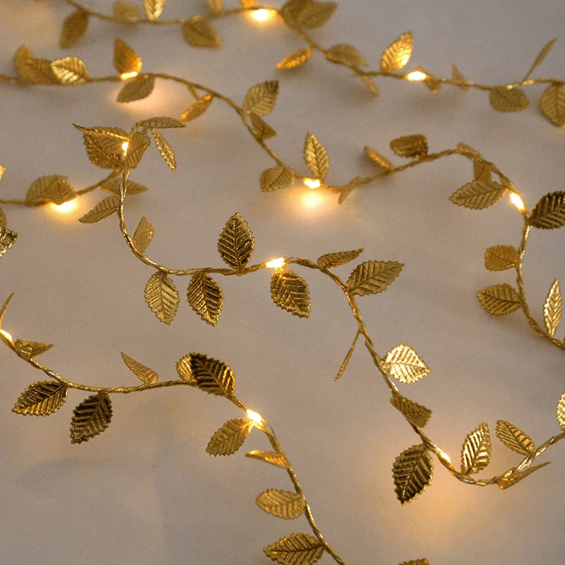 2m Golden Leaves String Fairy Lights