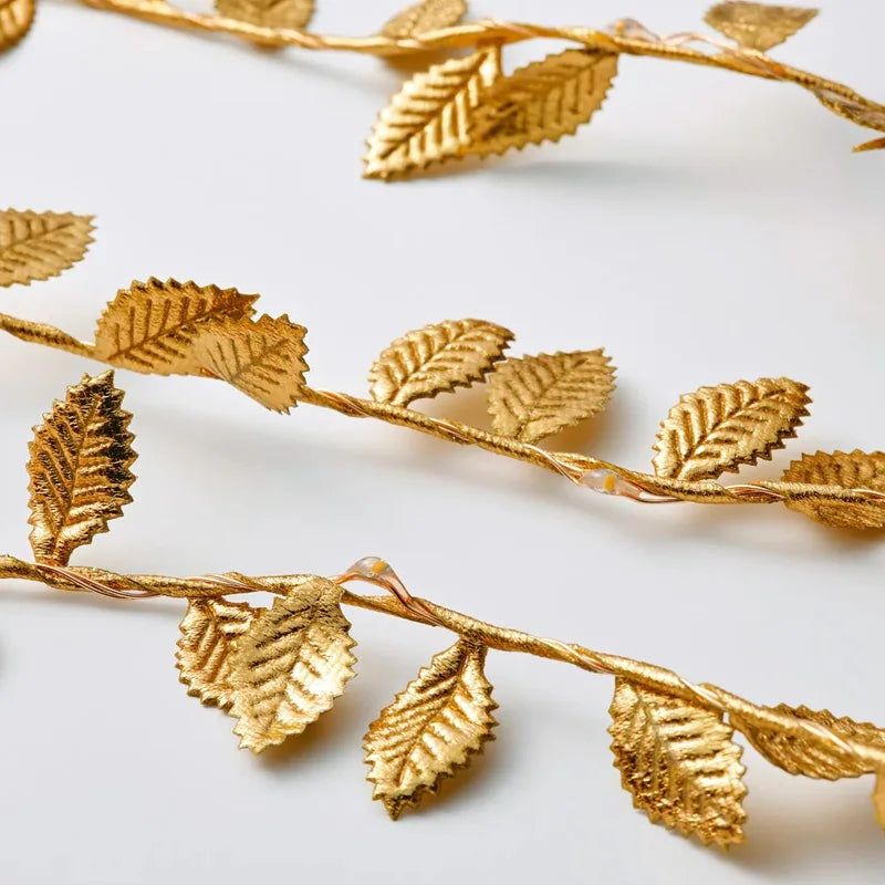 2m Golden Leaves String Fairy Lights