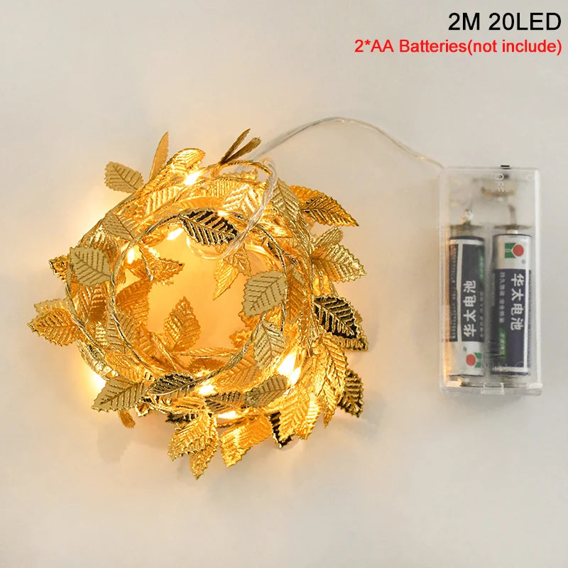 2m Golden Leaves String Fairy Lights