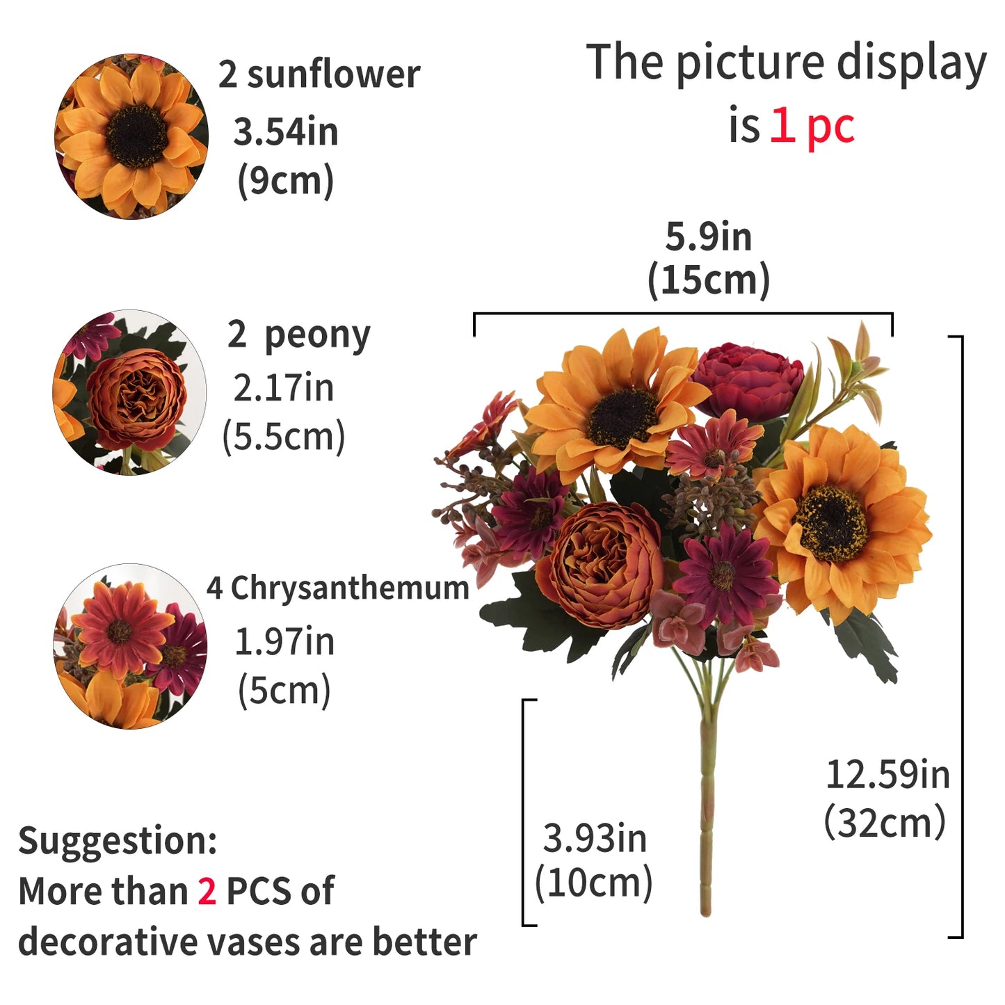Artificial Sunflowers/Peony Bouquet