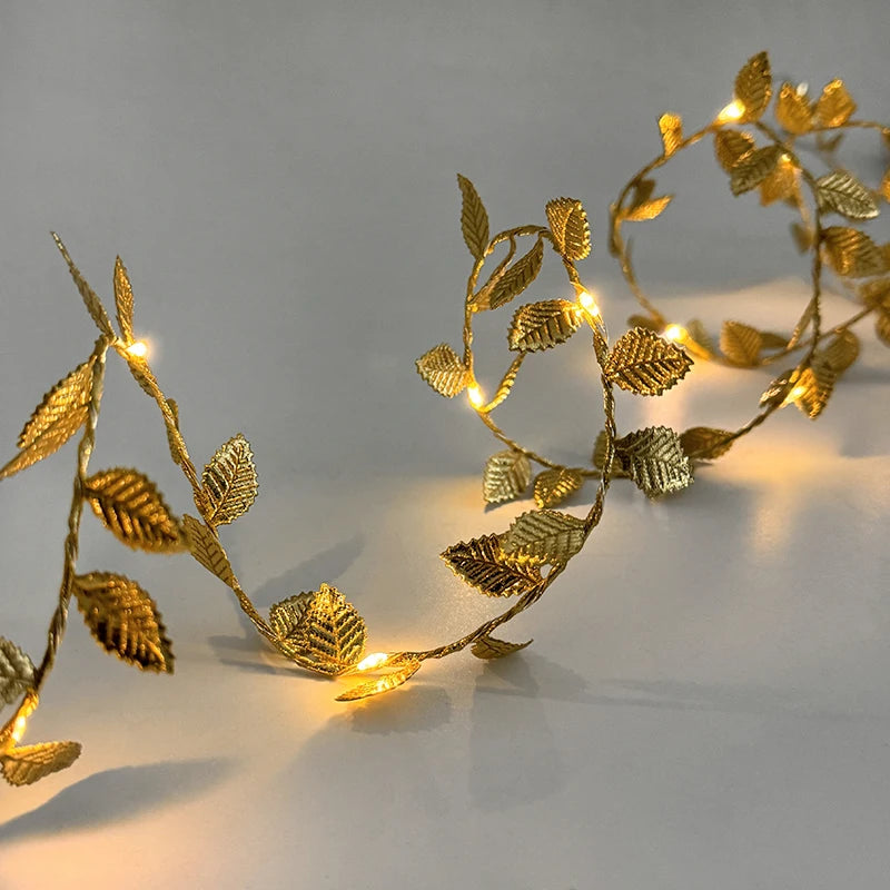 2m Golden Leaves String Fairy Lights