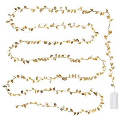 2m Golden Leaves String Fairy Lights