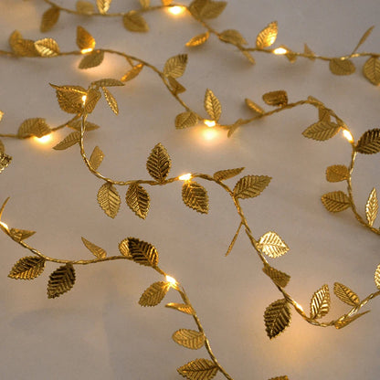 2m Golden Leaves String Fairy Lights